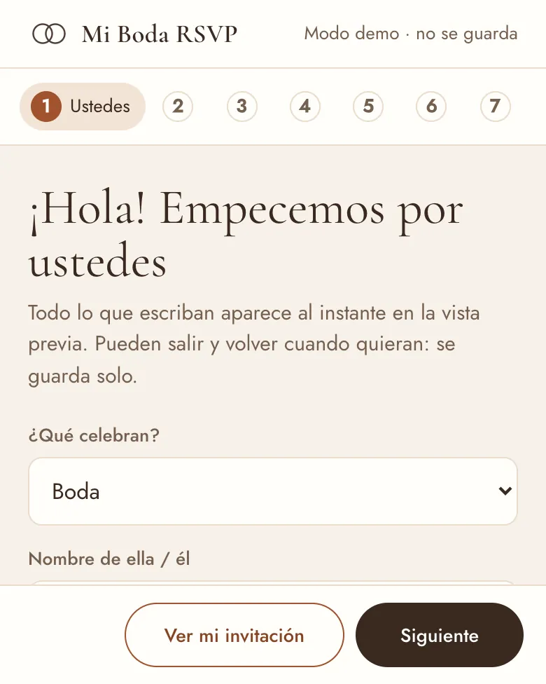 El editor con los nombres de los festejados